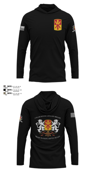 Long Sleeve Performance Shirt with hood, Bravo 1-43 ADA, Army, Teamtime, Team time, sublimation, custom sports apparel, team uniforms, spirit wear, spiritwear, sports uniforms, custom shirts, team store, custom team store, fundraiser sports, apparel fundraiser