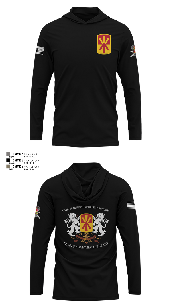 Long Sleeve Performance Shirt with hood, Bravo 1-43 ADA, Army, Teamtime, Team time, sublimation, custom sports apparel, team uniforms, spirit wear, spiritwear, sports uniforms, custom shirts, team store, custom team store, fundraiser sports, apparel fundraiser