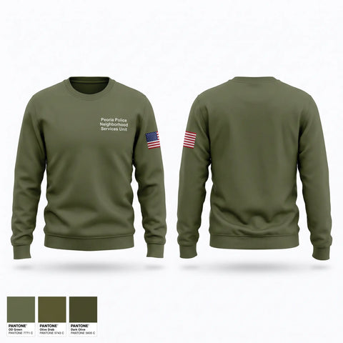 Crew Neck Sweatshirt, Peoria Police Neighborhood Services Unit, Police, Teamtime, Team time, sublimation, custom sports apparel, team uniforms, spirit wear, spiritwear, sports uniforms, custom shirts, team store, custom team store, fundraiser sports, apparel fundraiser