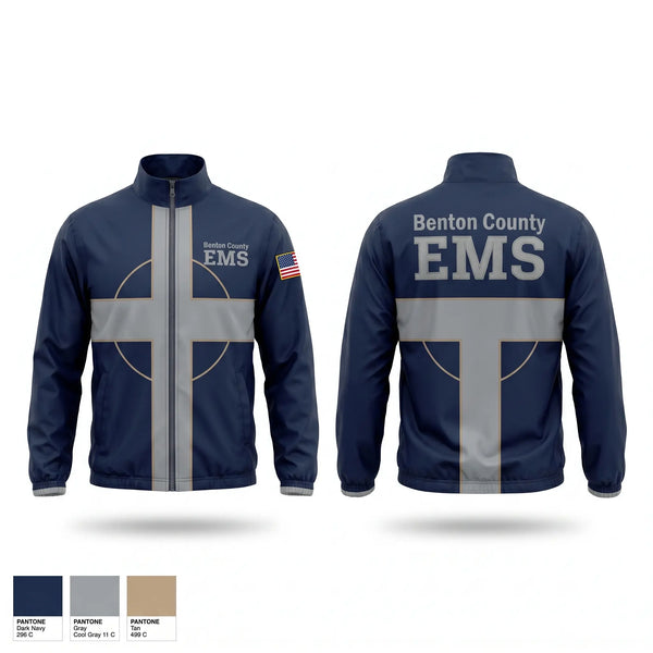 Windbreaker, Benton County E.M.S., EMS/EMT, Teamtime, Team time, sublimation, custom sports apparel, team uniforms, spirit wear, spiritwear, sports uniforms, custom shirts, team store, custom team store, fundraiser sports, apparel fundraiser