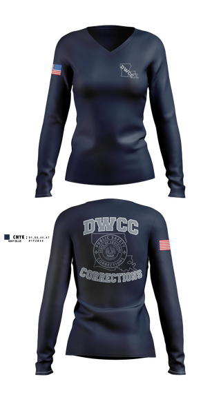Womens Long Sleeve Vneck Shirt, David Wade Correctional Center, Police, Teamtime, Team time, sublimation, custom sports apparel, team uniforms, spirit wear, spiritwear, sports uniforms, custom shirts, team store, custom team store, fundraiser sports, apparel fundraiser