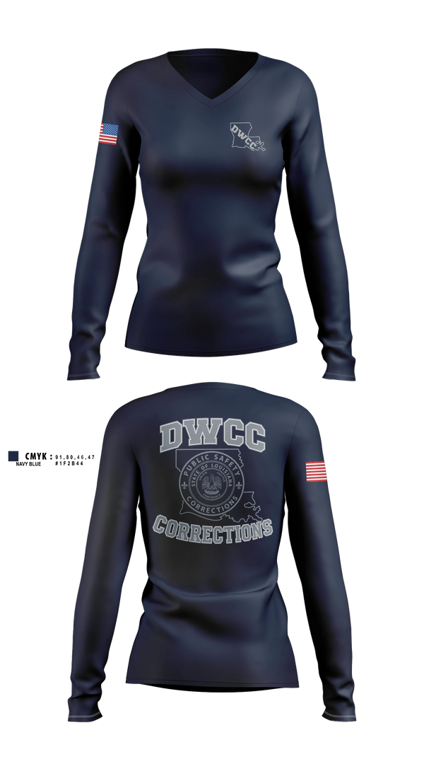 Womens Long Sleeve Vneck Shirt, David Wade Correctional Center, Police, Teamtime, Team time, sublimation, custom sports apparel, team uniforms, spirit wear, spiritwear, sports uniforms, custom shirts, team store, custom team store, fundraiser sports, apparel fundraiser