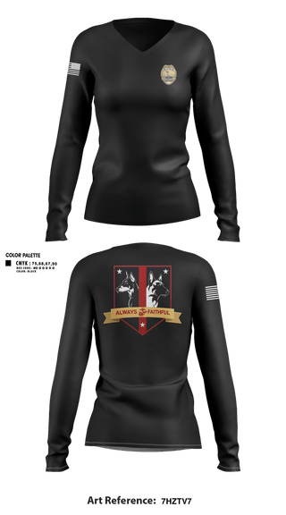 Womens Long Sleeve Vneck Shirt, Camp Pendleton K9, Police, Teamtime, Team time, sublimation, custom sports apparel, team uniforms, spirit wear, spiritwear, sports uniforms, custom shirts, team store, custom team store, fundraiser sports, apparel fundraiser