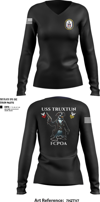 Womens Long Sleeve Vneck Shirt, USS TRUXTUN DDG 103, Navy, Teamtime, Team time, sublimation, custom sports apparel, team uniforms, spirit wear, spiritwear, sports uniforms, custom shirts, team store, custom team store, fundraiser sports, apparel fundraiser