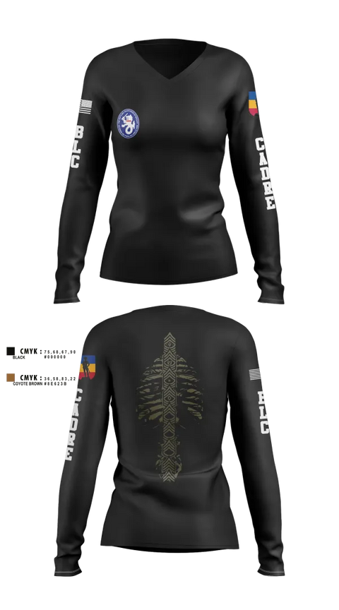 Womens Long Sleeve Vneck Shirt, 1st BN 515th RTI, Army, Teamtime, Team time, sublimation, custom sports apparel, team uniforms, spirit wear, spiritwear, sports uniforms, custom shirts, team store, custom team store, fundraiser sports, apparel fundraiser