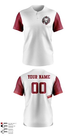 Two Button Baseball Jersey, Sardis Lions, Softball, Teamtime, Team time, sublimation, custom sports apparel, team uniforms, spirit wear, spiritwear, sports uniforms, custom shirts, team store, custom team store, fundraiser sports, apparel fundraiser