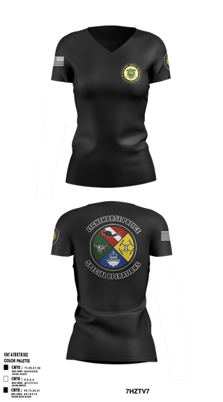 Womens Short Sleeve Vneck Shirt, Muscogee Nation Special Operations, , Teamtime, Team time, sublimation, custom sports apparel, team uniforms, spirit wear, spiritwear, sports uniforms, custom shirts, team store, custom team store, fundraiser sports, apparel fundraiser