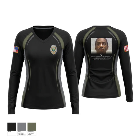 Womens Long Sleeve Vneck Shirt, Huntingdon Police Department, Police, Teamtime, Team time, sublimation, custom sports apparel, team uniforms, spirit wear, spiritwear, sports uniforms, custom shirts, team store, custom team store, fundraiser sports, apparel fundraiser