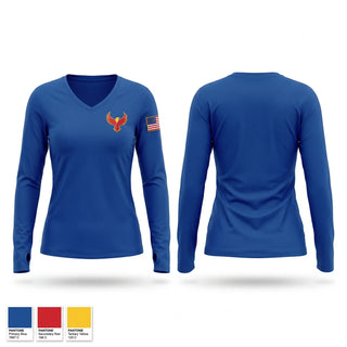 Womens Long Sleeve Vneck Shirt, Central Oregon Rappellers, Fire Department, Teamtime, Team time, sublimation, custom sports apparel, team uniforms, spirit wear, spiritwear, sports uniforms, custom shirts, team store, custom team store, fundraiser sports, apparel fundraiser