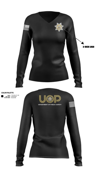 Womens Long Sleeve Vneck Shirt, Department of Public Safety, Police, Teamtime, Team time, sublimation, custom sports apparel, team uniforms, spirit wear, spiritwear, sports uniforms, custom shirts, team store, custom team store, fundraiser sports, apparel fundraiser