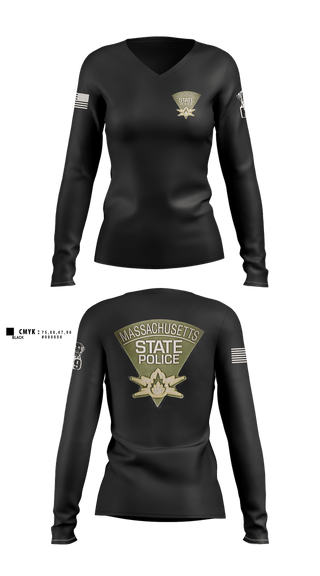 Womens Long Sleeve Vneck Shirt, Massachusetts State Police Fire & Explosion Investigation Unit, Police, Teamtime, Team time, sublimation, custom sports apparel, team uniforms, spirit wear, spiritwear, sports uniforms, custom shirts, team store, custom team store, fundraiser sports, apparel fundraiser