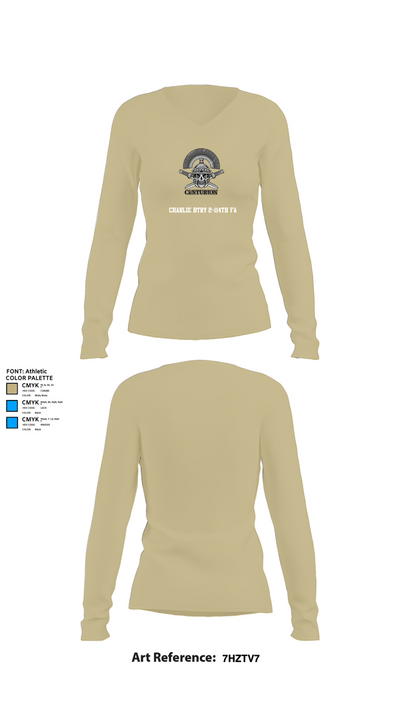 Charlie BTRY 2-114th FA 81101769 Women's Long Sleeve V-neck Shirt - 78