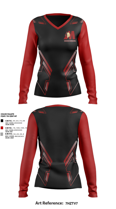 Matoaca High School Volleyball 72372145 Women's Long Sleeve V-neck Shirt - 1