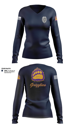 Womens Long Sleeve Vneck Shirt, Fowler Police Department, Police, Teamtime, Team time, sublimation, custom sports apparel, team uniforms, spirit wear, spiritwear, sports uniforms, custom shirts, team store, custom team store, fundraiser sports, apparel fundraiser