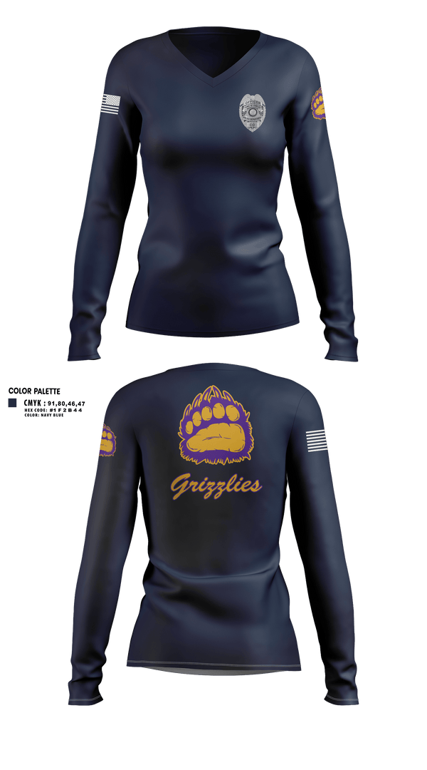 Womens Long Sleeve Vneck Shirt, Fowler Police Department, Police, Teamtime, Team time, sublimation, custom sports apparel, team uniforms, spirit wear, spiritwear, sports uniforms, custom shirts, team store, custom team store, fundraiser sports, apparel fundraiser