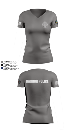 Womens Short Sleeve Vneck Shirt, Bangor PD, Police, Teamtime, Team time, sublimation, custom sports apparel, team uniforms, spirit wear, spiritwear, sports uniforms, custom shirts, team store, custom team store, fundraiser sports, apparel fundraiser