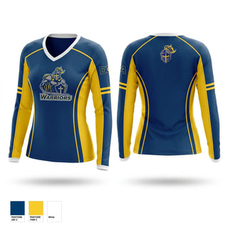 Womens Long Sleeve Vneck Shirt, Danville Christian Academy, Cross Country, Teamtime, Team time, sublimation, custom sports apparel, team uniforms, spirit wear, spiritwear, sports uniforms, custom shirts, team store, custom team store, fundraiser sports, apparel fundraiser