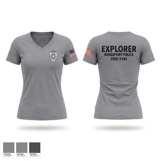 Womens Short Sleeve Vneck Shirt, Kingsport Police Explorer Post, Police, Teamtime, Team time, sublimation, custom sports apparel, team uniforms, spirit wear, spiritwear, sports uniforms, custom shirts, team store, custom team store, fundraiser sports, apparel fundraiser