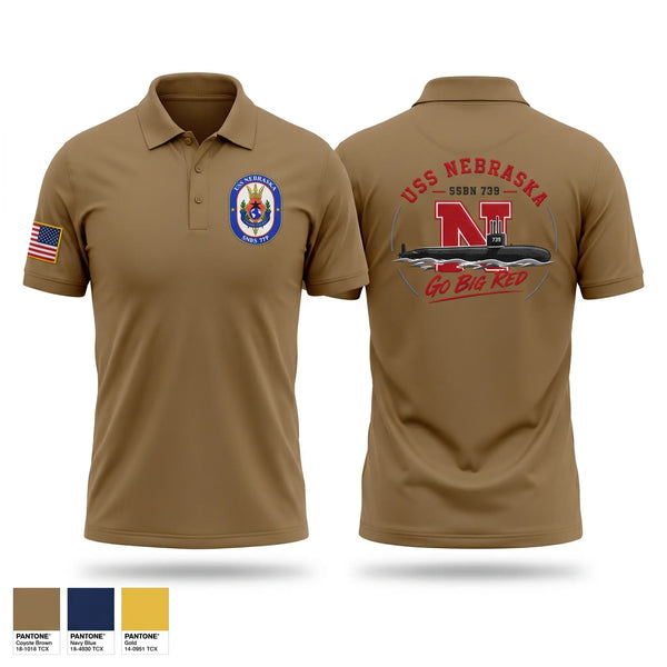 Short Sleeve Performance Polo, USS Nebraska, Navy, Teamtime, Team time, sublimation, custom sports apparel, team uniforms, spirit wear, spiritwear, sports uniforms, custom shirts, team store, custom team store, fundraiser sports, apparel fundraiser