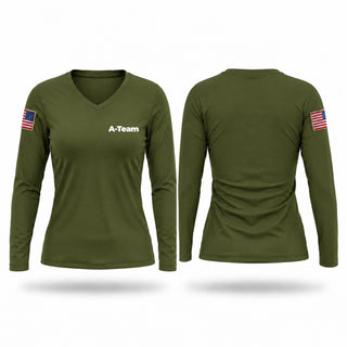 Womens Long Sleeve Vneck Shirt, A-Team, Police, Teamtime, Team time, sublimation, custom sports apparel, team uniforms, spirit wear, spiritwear, sports uniforms, custom shirts, team store, custom team store, fundraiser sports, apparel fundraiser