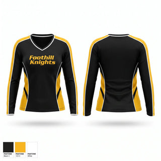 Womens Long Sleeve Vneck Shirt, Foothill Knights, Wrestling, Teamtime, Team time, sublimation, custom sports apparel, team uniforms, spirit wear, spiritwear, sports uniforms, custom shirts, team store, custom team store, fundraiser sports, apparel fundraiser