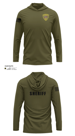 Long Sleeve hooded sunshirt, Comanche County Sheriffs Office, Police, Teamtime, Team time, sublimation, custom sports apparel, team uniforms, spirit wear, spiritwear, sports uniforms, custom shirts, team store, custom team store, fundraiser sports, apparel fundraiser
