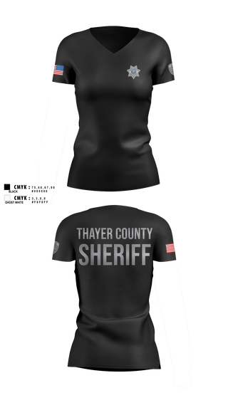 Womens Short Sleeve Vneck Shirt, Thayer County Sheriff, Police, Teamtime, Team time, sublimation, custom sports apparel, team uniforms, spirit wear, spiritwear, sports uniforms, custom shirts, team store, custom team store, fundraiser sports, apparel fundraiser