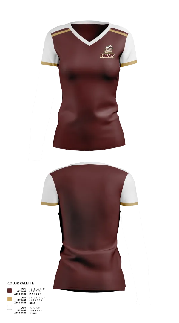 Womens Short Sleeve Vneck Shirt, Pymatuning Valley Lakers, Spirit Store, Teamtime, Team time, sublimation, custom sports apparel, team uniforms, spirit wear, spiritwear, sports uniforms, custom shirts, team store, custom team store, fundraiser sports, apparel fundraiser
