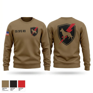 Crew Neck Sweatshirt, 55 SFS K9, Air Force, Teamtime, Team time, sublimation, custom sports apparel, team uniforms, spirit wear, spiritwear, sports uniforms, custom shirts, team store, custom team store, fundraiser sports, apparel fundraiser