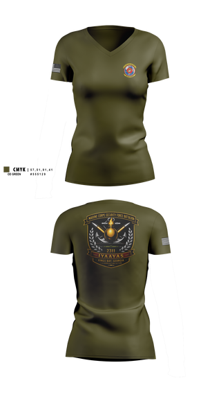 Womens Short Sleeve Vneck Shirt, Marine Corps Security Force Battalion Kings Bay, Marines, Teamtime, Team time, sublimation, custom sports apparel, team uniforms, spirit wear, spiritwear, sports uniforms, custom shirts, team store, custom team store, fundraiser sports, apparel fundraiser