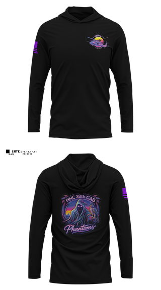 Long Sleeve Performance Shirt with hood, HHC 38 CAB, National Guard, Teamtime, Team time, sublimation, custom sports apparel, team uniforms, spirit wear, spiritwear, sports uniforms, custom shirts, team store, custom team store, fundraiser sports, apparel fundraiser