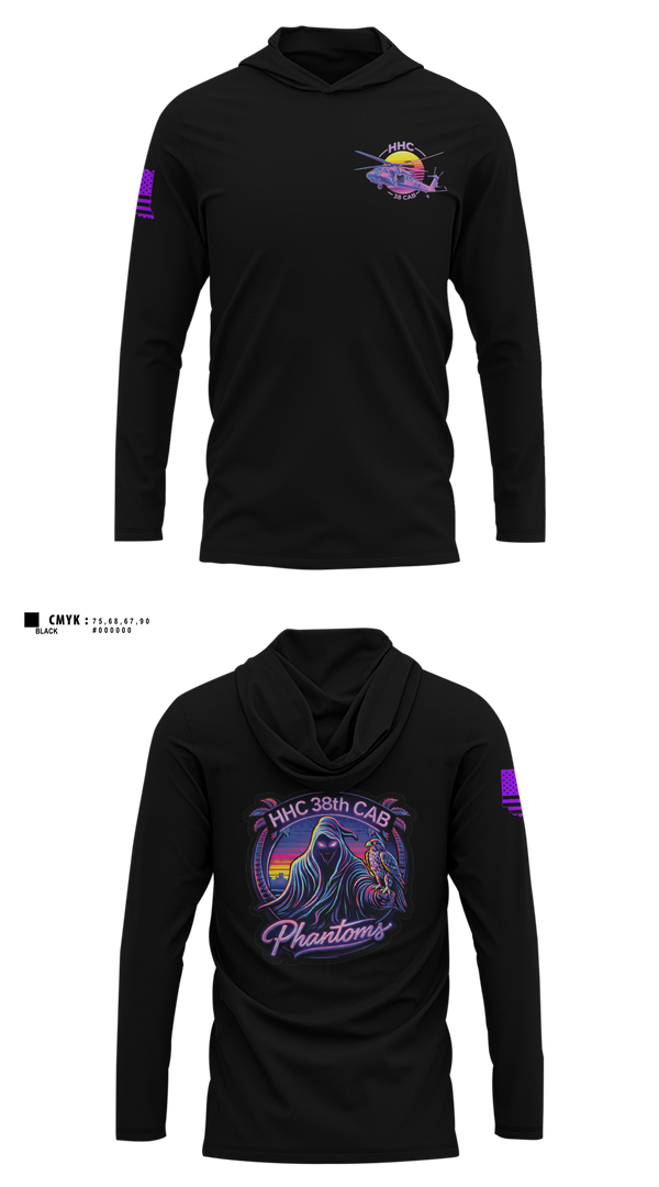 Long Sleeve Performance Shirt with hood, HHC 38 CAB, National Guard, Teamtime, Team time, sublimation, custom sports apparel, team uniforms, spirit wear, spiritwear, sports uniforms, custom shirts, team store, custom team store, fundraiser sports, apparel fundraiser