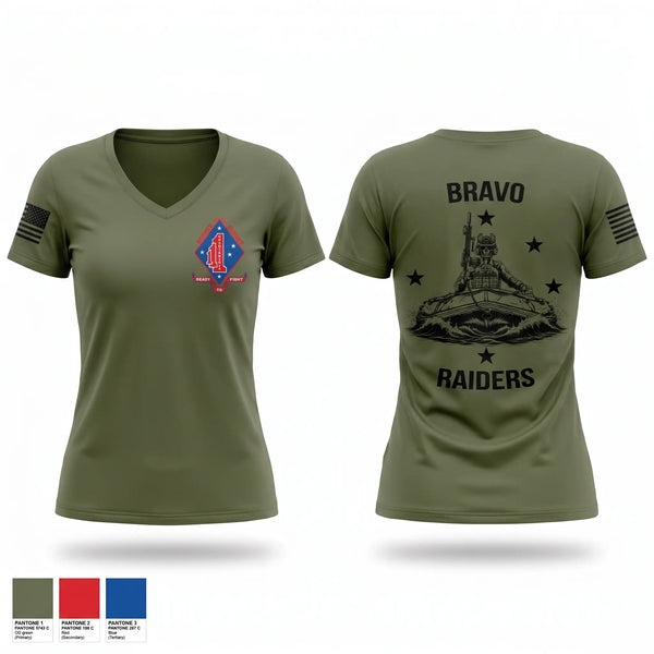 Womens Short Sleeve Vneck Shirt, Bravo Raiders, Marines, Teamtime, Team time, sublimation, custom sports apparel, team uniforms, spirit wear, spiritwear, sports uniforms, custom shirts, team store, custom team store, fundraiser sports, apparel fundraiser