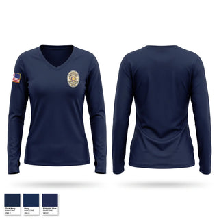 Womens Long Sleeve Vneck Shirt, Scott County Sheriff's Office, Police, Teamtime, Team time, sublimation, custom sports apparel, team uniforms, spirit wear, spiritwear, sports uniforms, custom shirts, team store, custom team store, fundraiser sports, apparel fundraiser