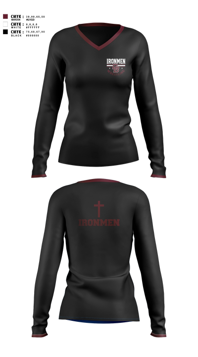 Don Bosco Ironmen Wrestling Women's Long Sleeve V-neck Shirt - 2