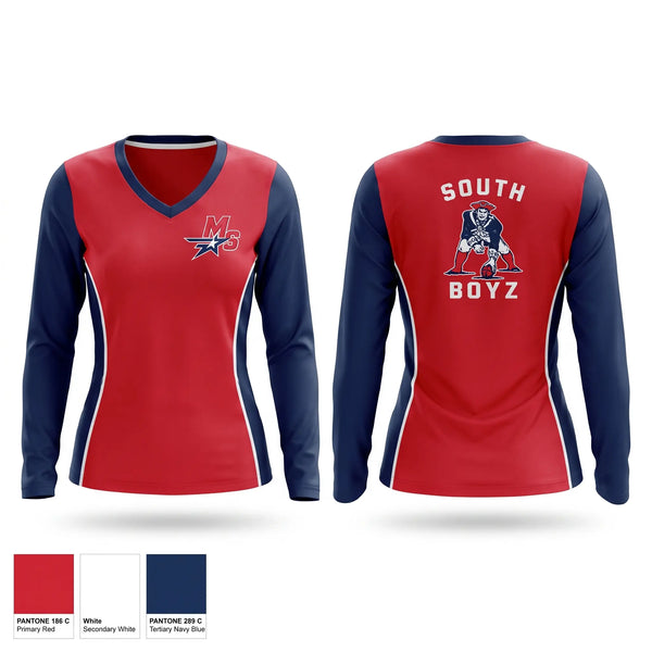Womens Long Sleeve Vneck Shirt, 402 Boyz, , Teamtime, Team time, sublimation, custom sports apparel, team uniforms, spirit wear, spiritwear, sports uniforms, custom shirts, team store, custom team store, fundraiser sports, apparel fundraiser