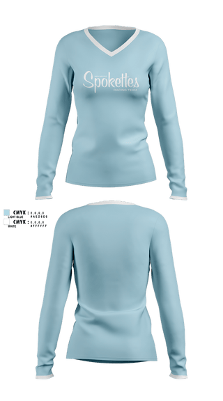 Womens Long Sleeve Vneck Shirt, New Mexico Spokettes Racing Team, Spirit Store, Teamtime, Team time, sublimation, custom sports apparel, team uniforms, spirit wear, spiritwear, sports uniforms, custom shirts, team store, custom team store, fundraiser sports, apparel fundraiser