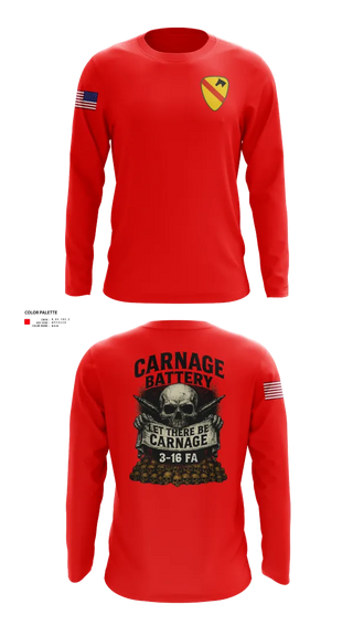Long Sleeve Performance Shirt, Carnage BTRY, 3-16 FA, , Teamtime, Team time, sublimation, custom sports apparel, team uniforms, spirit wear, spiritwear, sports uniforms, custom shirts, team store, custom team store, fundraiser sports, apparel fundraiser
