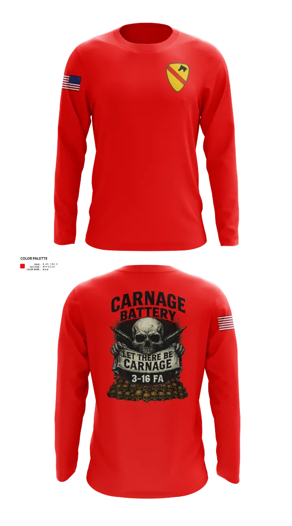 Long Sleeve Performance Shirt, Carnage BTRY, 3-16 FA, , Teamtime, Team time, sublimation, custom sports apparel, team uniforms, spirit wear, spiritwear, sports uniforms, custom shirts, team store, custom team store, fundraiser sports, apparel fundraiser