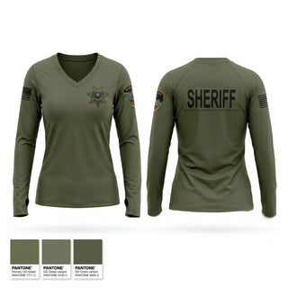 Womens Long Sleeve Vneck Shirt, Shoshone County sheriffs office, Police, Teamtime, Team time, sublimation, custom sports apparel, team uniforms, spirit wear, spiritwear, sports uniforms, custom shirts, team store, custom team store, fundraiser sports, apparel fundraiser