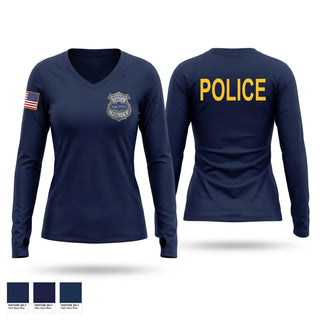Womens Long Sleeve Vneck Shirt, Minnesota State Patrol, Police, Teamtime, Team time, sublimation, custom sports apparel, team uniforms, spirit wear, spiritwear, sports uniforms, custom shirts, team store, custom team store, fundraiser sports, apparel fundraiser