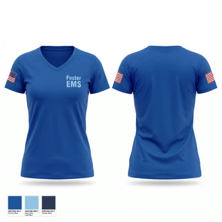 Womens Short Sleeve Vneck Shirt, Foster EMS, EMS/EMT, Teamtime, Team time, sublimation, custom sports apparel, team uniforms, spirit wear, spiritwear, sports uniforms, custom shirts, team store, custom team store, fundraiser sports, apparel fundraiser