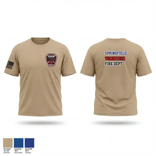 Old School Cotton Feel Shirt, Springfield Volunteer Fire Dept., Fire Department, Teamtime, Team time, sublimation, custom sports apparel, team uniforms, spirit wear, spiritwear, sports uniforms, custom shirts, team store, custom team store, fundraiser sports, apparel fundraiser