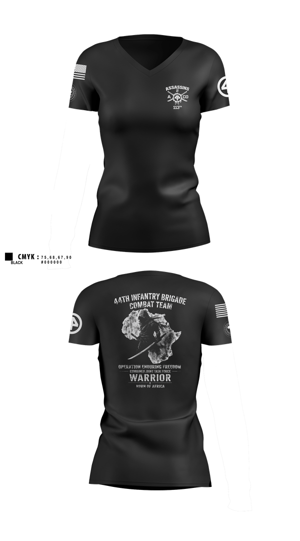 Womens Short Sleeve Vneck Shirt, 44th IBCT, Army, Teamtime, Team time, sublimation, custom sports apparel, team uniforms, spirit wear, spiritwear, sports uniforms, custom shirts, team store, custom team store, fundraiser sports, apparel fundraiser