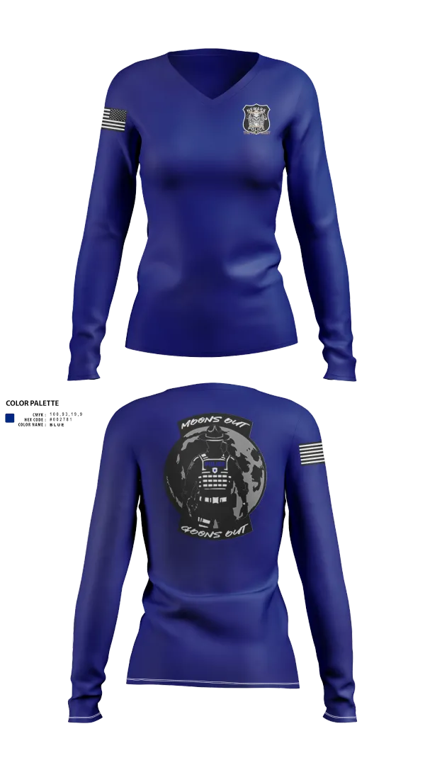 Womens Long Sleeve Vneck Shirt, 4th Precinct, Police, Teamtime, Team time, sublimation, custom sports apparel, team uniforms, spirit wear, spiritwear, sports uniforms, custom shirts, team store, custom team store, fundraiser sports, apparel fundraiser