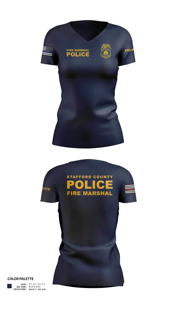Womens Short Sleeve Vneck Shirt, Stafford County Fire Marshal's Office, Police, Teamtime, Team time, sublimation, custom sports apparel, team uniforms, spirit wear, spiritwear, sports uniforms, custom shirts, team store, custom team store, fundraiser sports, apparel fundraiser