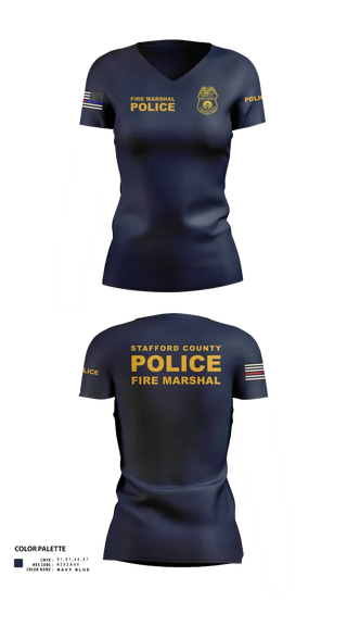 Womens Short Sleeve Vneck Shirt, Stafford County Fire Marshal's Office, Police, Teamtime, Team time, sublimation, custom sports apparel, team uniforms, spirit wear, spiritwear, sports uniforms, custom shirts, team store, custom team store, fundraiser sports, apparel fundraiser