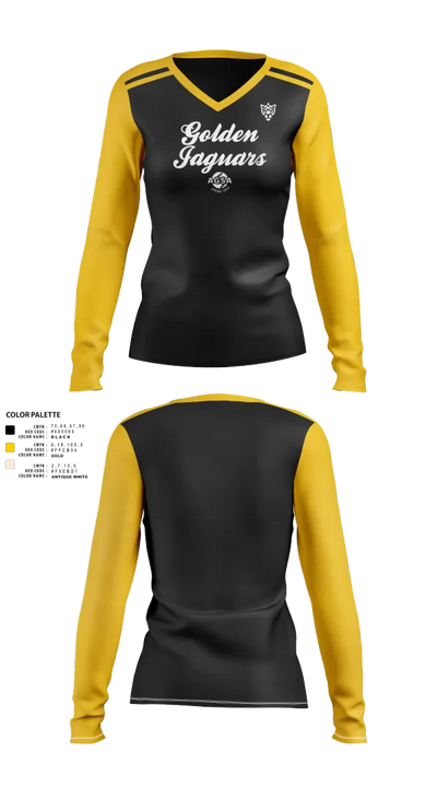 Golden Jaguars Softball 91388037 Women's Long Sleeve V-neck Shirt - 20