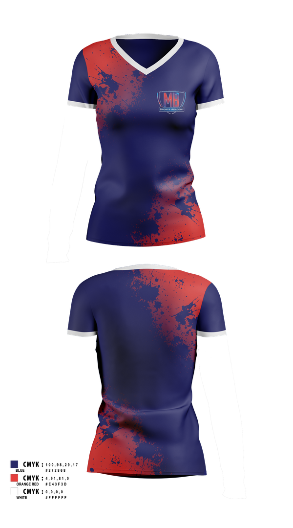 Womens Short Sleeve Vneck Shirt, MB Sports Academy, Golf, Teamtime, Team time, sublimation, custom sports apparel, team uniforms, spirit wear, spiritwear, sports uniforms, custom shirts, team store, custom team store, fundraiser sports, apparel fundraiser