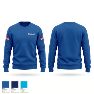Crew Neck Sweatshirt, Station 1, Fire Department, Teamtime, Team time, sublimation, custom sports apparel, team uniforms, spirit wear, spiritwear, sports uniforms, custom shirts, team store, custom team store, fundraiser sports, apparel fundraiser